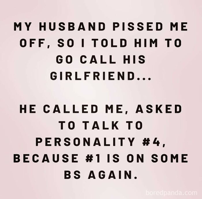 Humorous text about a wife playfully addressing her husband's response.