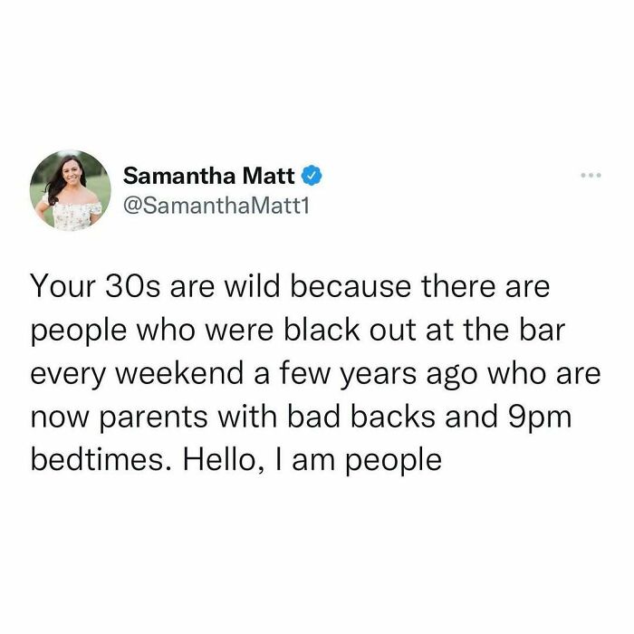 A funny tweet about millennials balancing nightlife and parenting in their 30s.