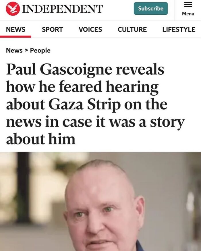 A man featured in a news story headline by The Independent, discussing a personal fear.