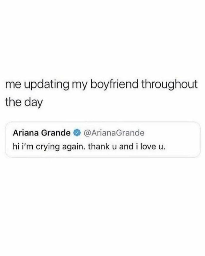 Funny meme comparing relationship updates to a tweet.