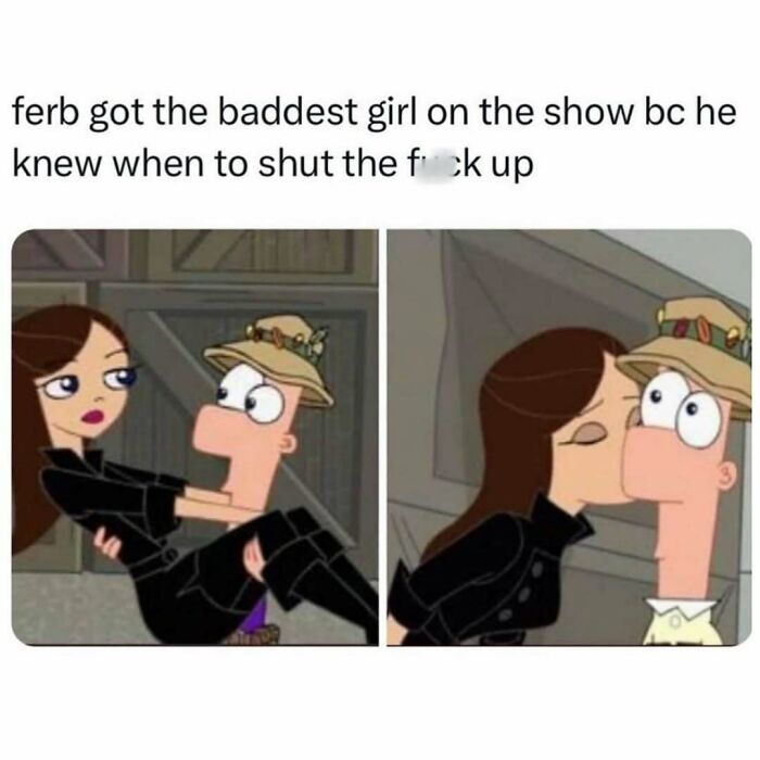 Cartoon meme showing a funny and relatable moment between two characters, perfect for silly and spicy meme lovers.