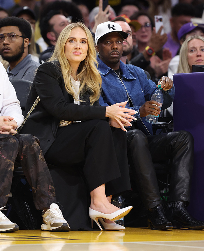 Adele with fiancé Rich Paul at a basketball game. Adele with fiancé Rich Paul at a basketball game.