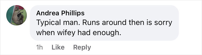 Social media comment criticizing Bill Gates with regret after divorce discussion.