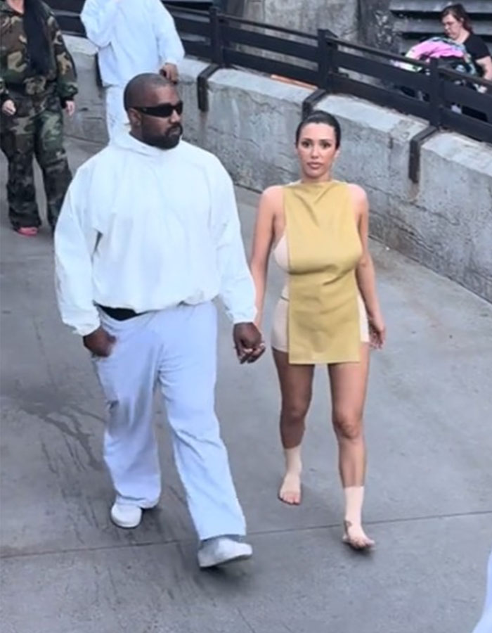 Bianca Censori's Glitter Tights And Kanye's Rare Smile Go Viral After New Year Photo Dump
