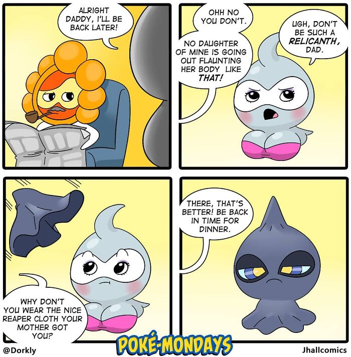 Comic strip featuring a humorous take on parenting with playful pop culture references.