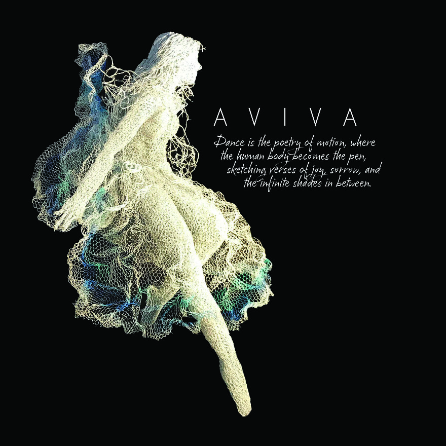 Chicken wire sculpture of a dancer in motion against a dark background, showcasing artistry and creativity.