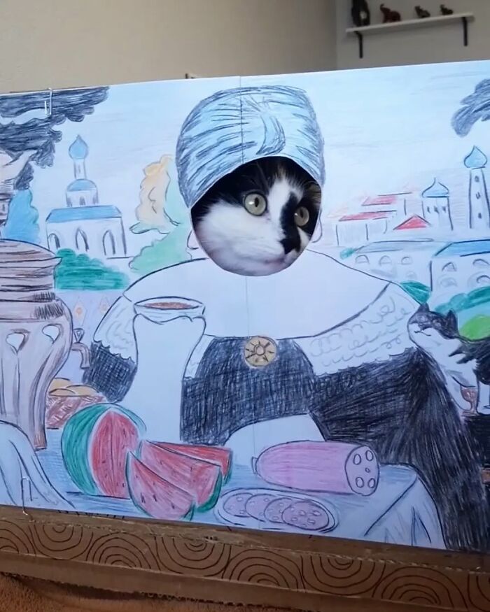 This Cat Steals The Spotlight In Famous Paintings And More (17 Pics)