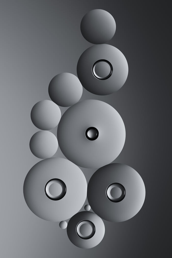 Close-up photo of geometric circular patterns in monochrome tones, showcasing award-winning photography artistry.