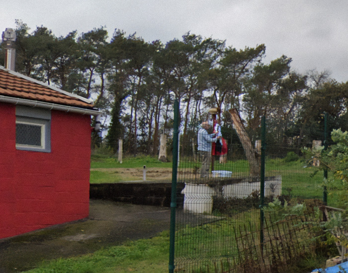 Paulette Landrieux husband Marcel Taret standing outside near a red building with trees in the background, captured on Google Maps, relates to woman vanishing incident. Paulette Landrieux husband Marcel Taret standing outside near a red building with trees in the background, captured on Google Maps, relates to woman vanishing incident.