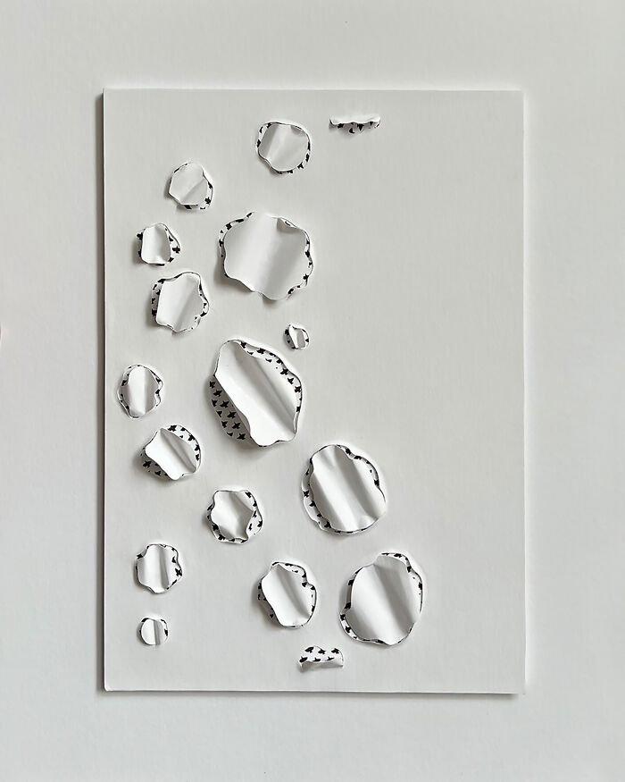 Intricate paper cut design on white background showcasing art without trees.