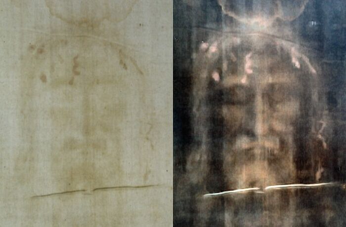 Image of the Shroud of Turin, showcasing mysterious facial imprint, associated with weird unsolved mysteries.