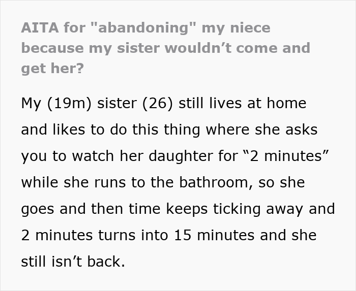&ldquo;AITA For &lsquo;Abandoning&rsquo; My Niece Because My Sister Wouldn&rsquo;t Come And Get Her?&rdquo;