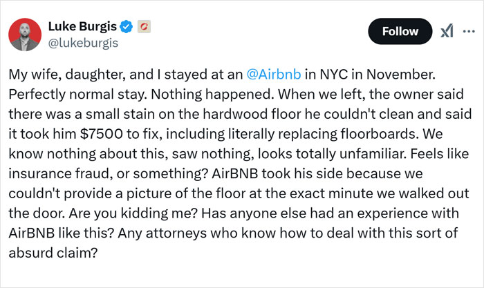 Airbnb Host Allegedly Tries To Scam Family With A $7500 Damages Claim, Airbnb Takes Host’s Side Airbnb Host Allegedly Tries To Scam Family With A $7500 Damages Claim, Airbnb Takes Host’s Side