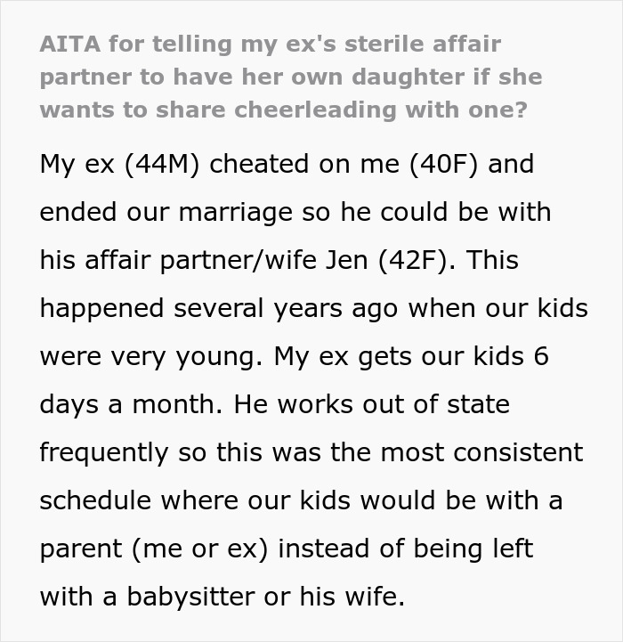 &ldquo;AITA For Telling My Ex&rsquo;s Sterile Affair Partner To Have Her Own Daughter?&rdquo;