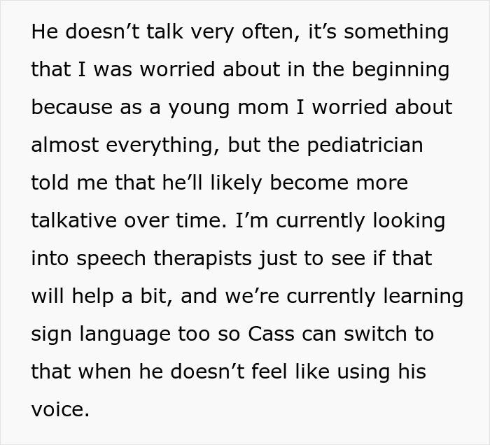 Text discussing concerns about a 3-year-old being non-talkative, seeking speech therapy, and learning sign language. Text discussing concerns about a 3-year-old being non-talkative, seeking speech therapy, and learning sign language.