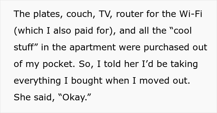 Woman Is Mad After Roommate Takes Everything He Bought Upon Being Kicked Out, Gets A Reality Check Woman Is Mad After Roommate Takes Everything He Bought Upon Being Kicked Out, Gets A Reality Check