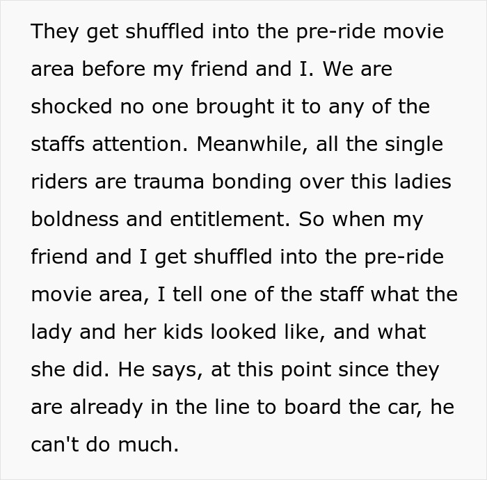 Mom&rsquo;s Line-Cutting Exploits Backfire As Whole Crowd Unites To Ensure Her Family Misses The Ride