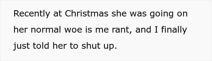 Text describing sibling conflict at Christmas, focusing on motherhood challenges.