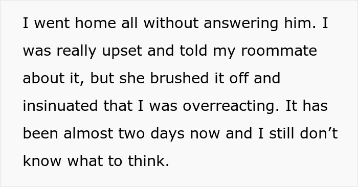 Text about a woman feeling upset and overreacting after a conversation with her boyfriend about AI pictures.