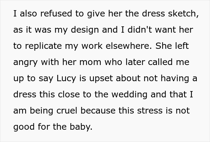 Bridal shop owner refuses cousin's request for a free second wedding dress, causing family conflict.