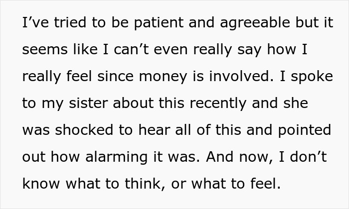 Text about a woman regretting agreeing to a Europe trip due to boyfriend's money demands.