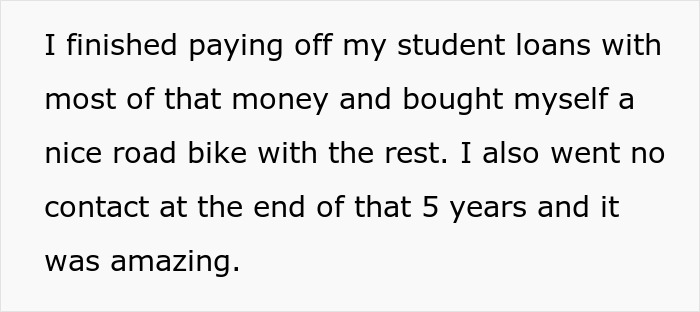 Text about using heirloom funds to pay student loans and buy a bike. Text about using heirloom funds to pay student loans and buy a bike.