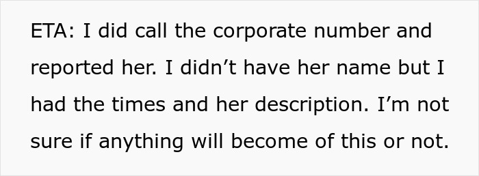 Text image reporting Walmart employee incident with a teen in a mobility cart, including details and uncertainties about the report.