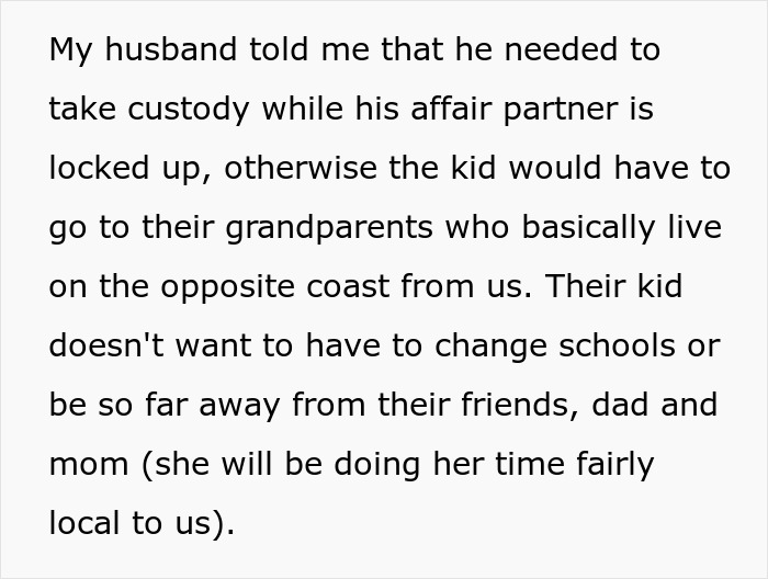 Text about custody decision for man's affair child after baby mama's arrest.