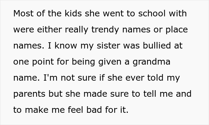 26YO Holds Lifelong Grudge Against 16YO Sis For Having A Modern Name, Turns Nasty Over It