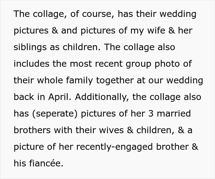 Collage description highlighting husband's absence from in-laws' anniversary photos, featuring family wedding and childhood moments. Collage description highlighting husband's absence from in-laws' anniversary photos, featuring family wedding and childhood moments.