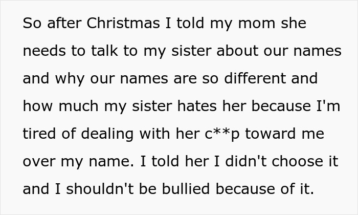 26YO Holds Lifelong Grudge Against 16YO Sis For Having A Modern Name, Turns Nasty Over It
