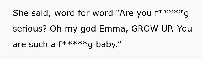 Text expressing frustration and telling Emma to "grow up," related to sobriety milestone and family indifference. Text expressing frustration and telling Emma to "grow up," related to sobriety milestone and family indifference.