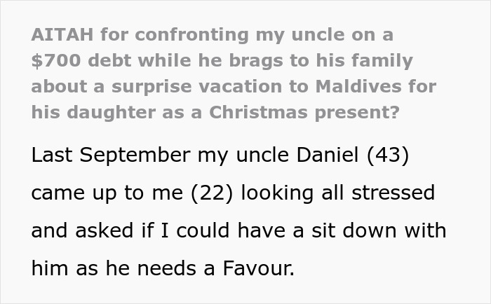 Person Confronts Uncle Over Unpaid Debt At Family Dinner, Celebration Turns Into Shock Person Confronts Uncle Over Unpaid Debt At Family Dinner, Celebration Turns Into Shock
