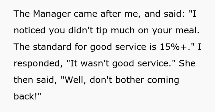 Text exchange about tipping 10% for service, leading to a restaurant ban. Text exchange about tipping 10% for service, leading to a restaurant ban.