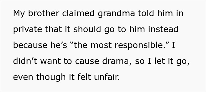 Text discussing a family feud over a disputed heirloom and claims of responsibility.