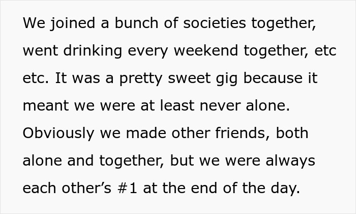 Text describing friendship and togetherness, highlighting social activities and strong bonds.