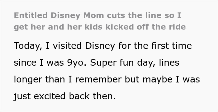 Mom&rsquo;s Line-Cutting Exploits Backfire As Whole Crowd Unites To Ensure Her Family Misses The Ride