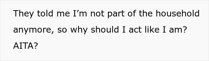 Text questioning household status and asking "AITA?