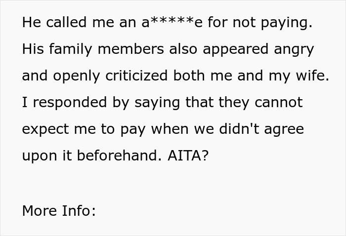 Text discussing a disagreement over unexpected hospital expenses for sister's childbirth.