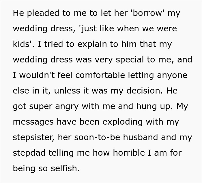 Bride Threatens To Steal Stepsister’s Wedding Dress, She Gives Her Back The Invitation Instead Bride Threatens To Steal Stepsister’s Wedding Dress, She Gives Her Back The Invitation Instead