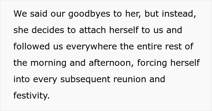 Text from a story about a woman's obsession with another's wedding, persisting despite farewells.