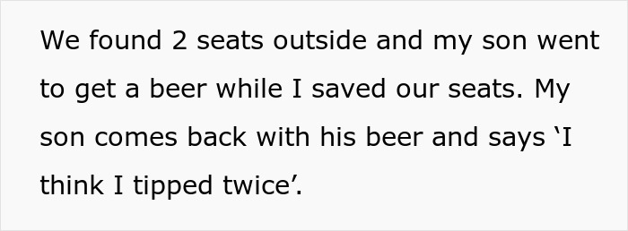 Text conversation about tipping twice after getting a beer from a bartender.