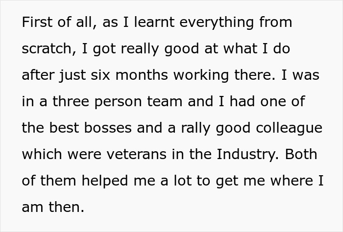 Text excerpt about workplace achievements and team collaboration.