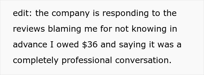 Text about a towing company responding to reviews over a $36 charge. Text about a towing company responding to reviews over a $36 charge.