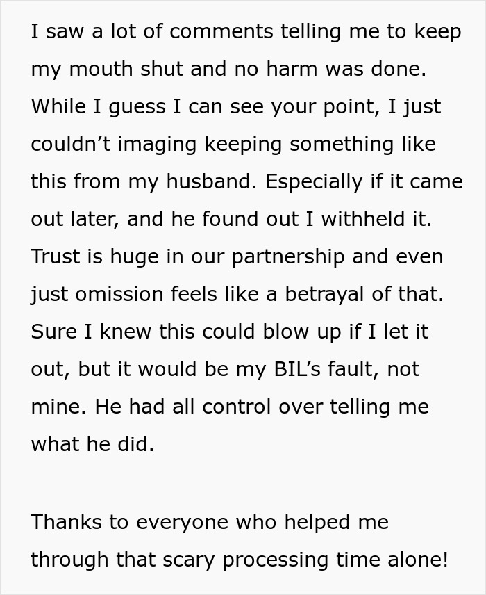 Text detailing a dilemma about wedding dress shopping and a man&rsquo;s confession of love for his sister-in-law.