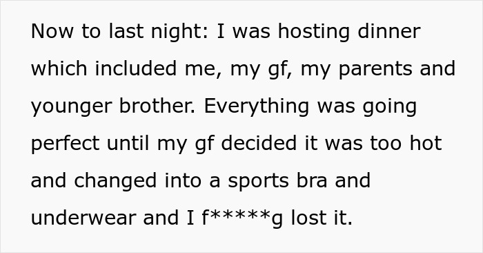 Text about a family dinner becoming uncomfortable due to a girlfriend's rude behavior.