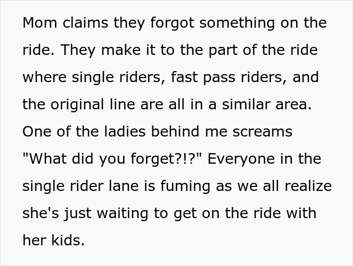 Mom&rsquo;s Line-Cutting Exploits Backfire As Whole Crowd Unites To Ensure Her Family Misses The Ride
