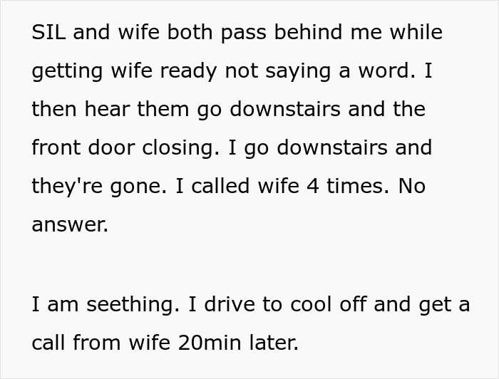 Text message describing in-laws brunch dinner exclusion scenario. Text message describing in-laws brunch dinner exclusion scenario.