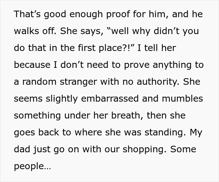 Text on image discussing an encounter with a Walmart employee questioning a teen's mobility cart use.