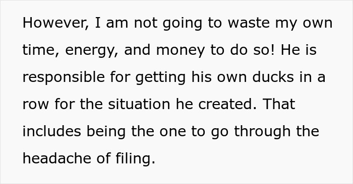 Text emphasizing responsibility for divorce or custody decision after an affair.